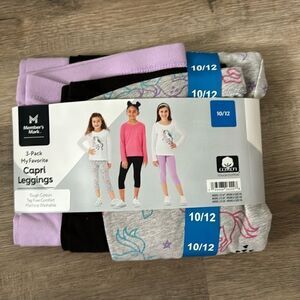 NWT SET OF 3 MEMBERS MARK COTTON CAPRI LEGGINGS GIRLS 10/12